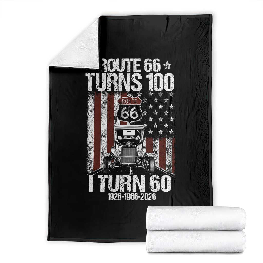 Route Highway 66 Turns 100 I Turn 60 Throw Blanket Vintage 1966 America Road Sign America Antique Car Lover 60th Birthday Gift TS14 Black Print Your Wear