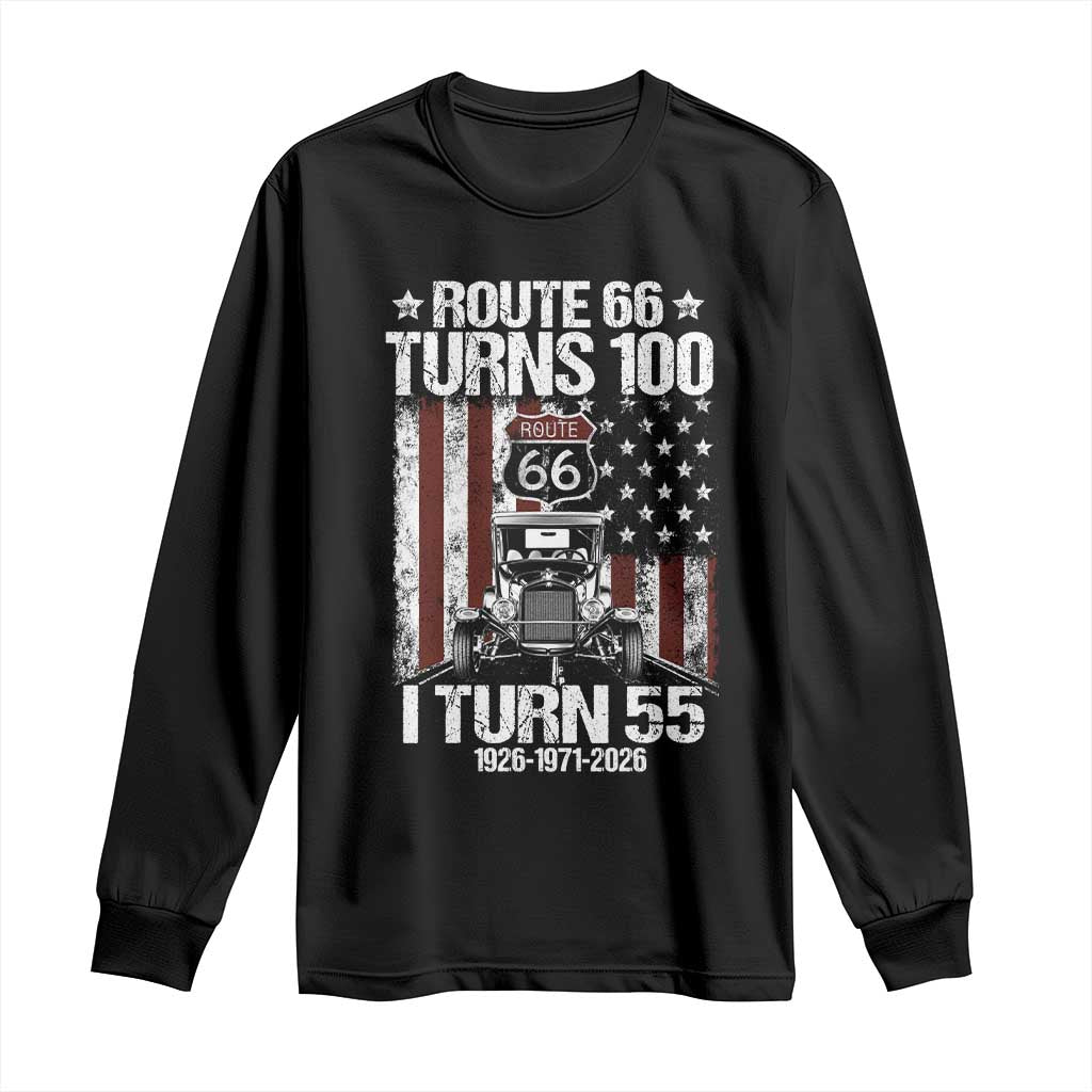 Route Highway 66 Turns 100 I Turn 55 Long Sleeve Shirt Vintage 1971 America Road Sign America Antique Car Lover 55th Birthday Gift TS14 Black Print Your Wear