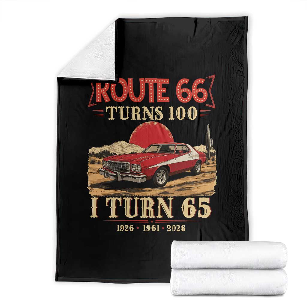 Route Highway 66 Turns 100 I Turn 65 Throw Blanket Vintage 1961 Road Sign 65th Birthday Muscle Car Lover Gift TS14 Black Print Your Wear