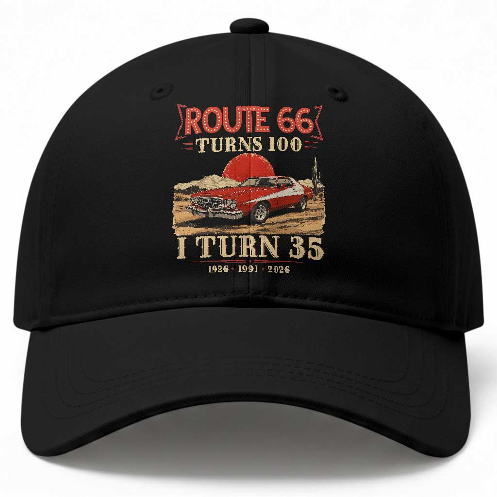 Route Highway 66 Turns 100 I Turn 35 Baseball Cap Vintage 1991 Road Sign 35th Birthday Muscle Car Lover Gift TS14 Print Your Wear