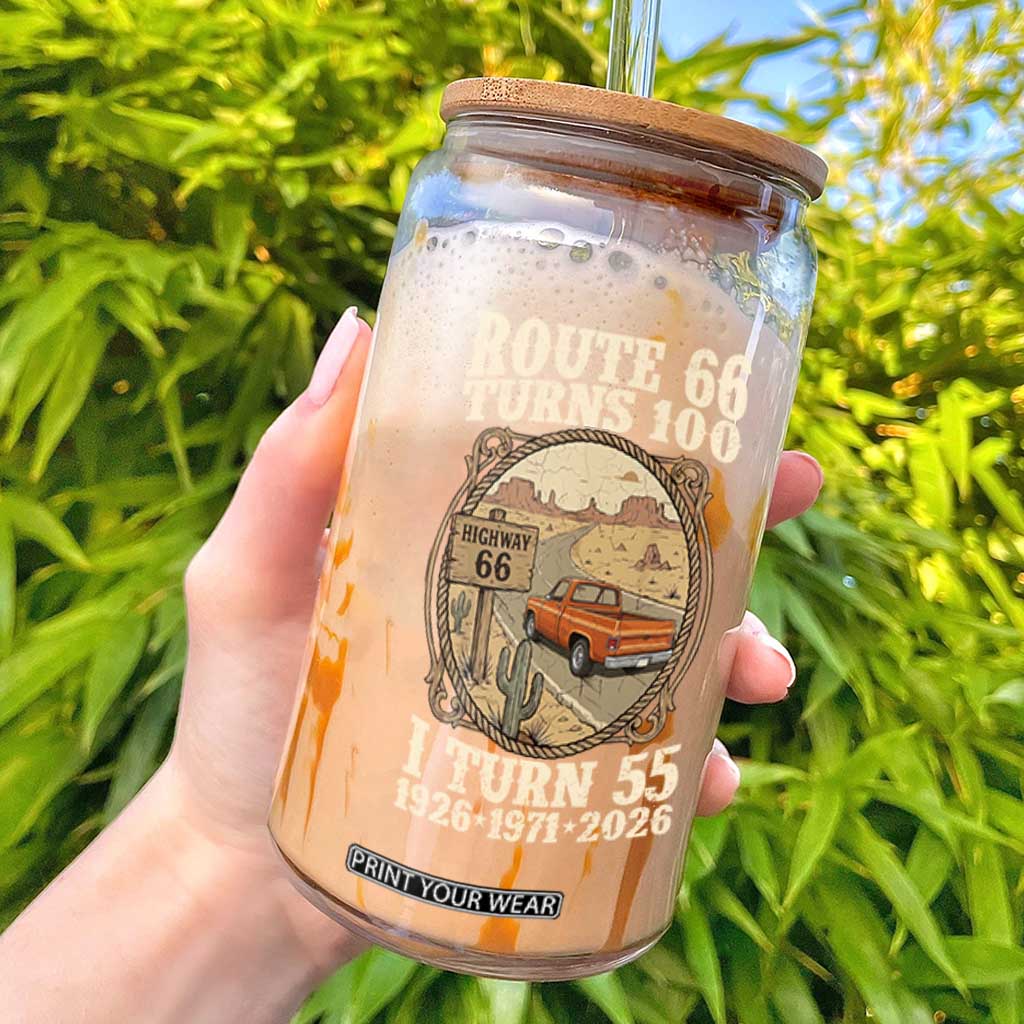 Route Highway 66 Turns 100 I Turn 55 Glass Can Vintage 1971 Road Sign Classic Pickup Truck Lover 55th Birthday Gift TS14 Black Print Your Wear