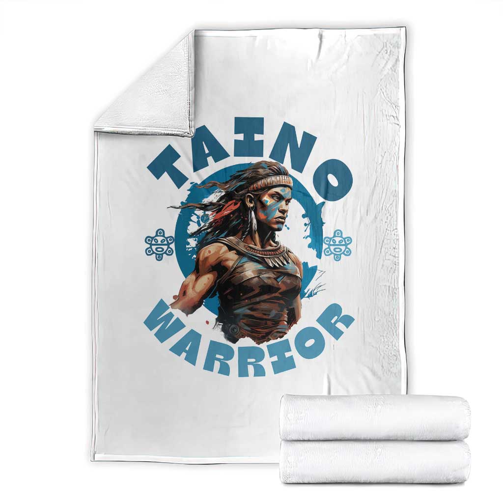 Taino Warrior Boricua Boriken Pride Indigenous Puerto Rican Throw Blanket TS14 White Print Your Wear