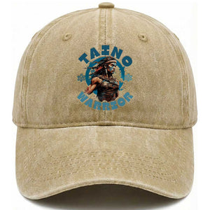 Taino Warrior Boricua Boriken Pride Indigenous Puerto Rican Washed Cotton Baseball Cap TS14 Washed Cap Universal Fit Khaki Print Your Wear