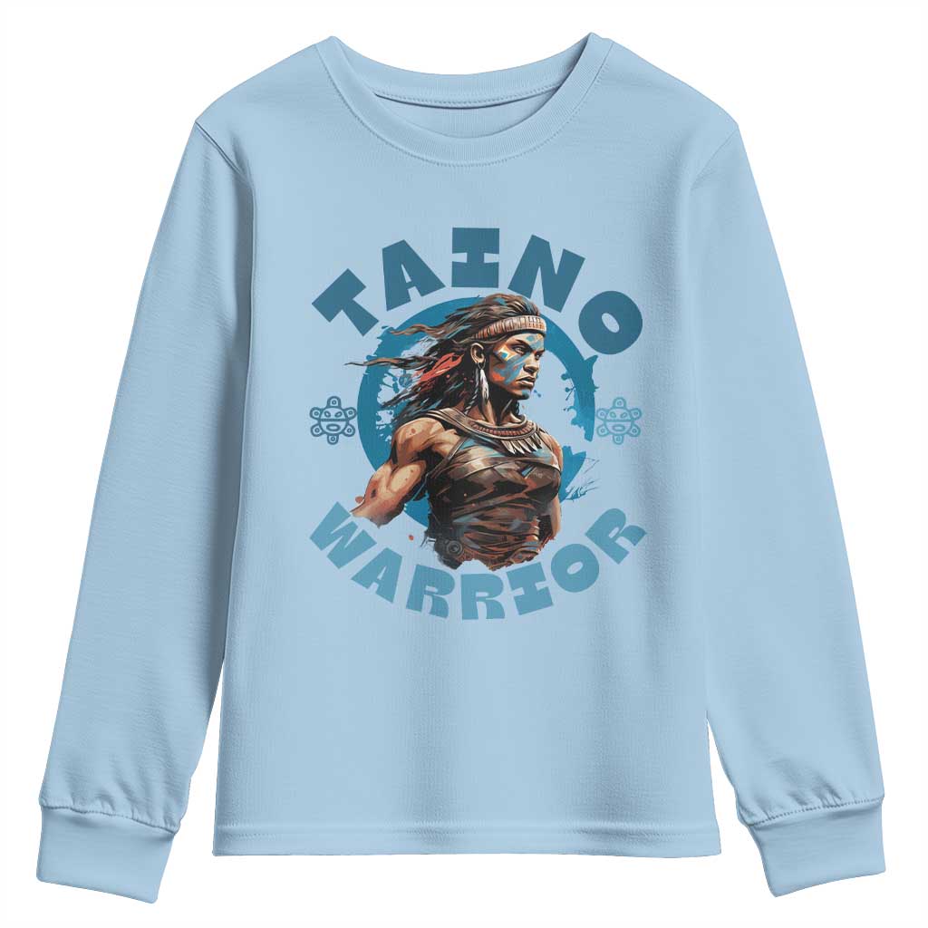 Taino Warrior Boricua Boriken Pride Indigenous Puerto Rican Youth Sweatshirt TS14 Light Blue Print Your Wear