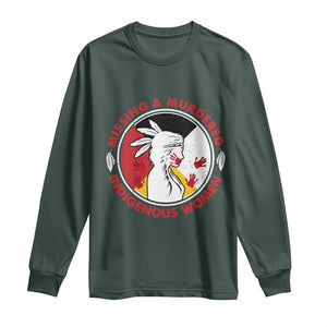 MMIW Missing and Murdered Indigenous Women Red Hand Long Sleeve Shirt TS14 Dark Forest Green Print Your Wear