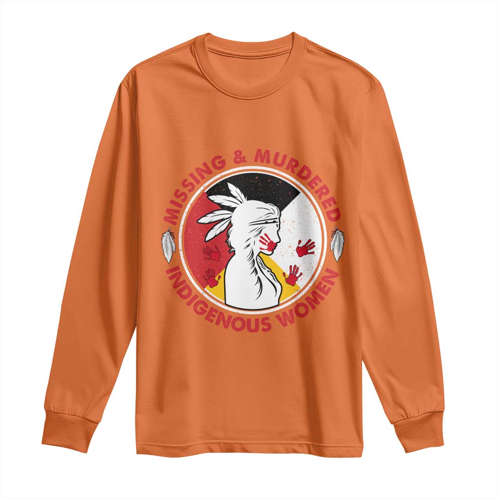 MMIW Missing and Murdered Indigenous Women Red Hand Long Sleeve Shirt TS14 Orange Print Your Wear