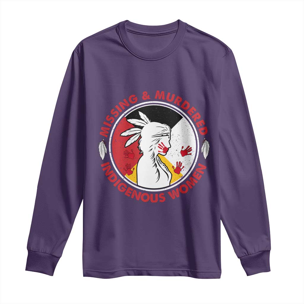 MMIW Missing and Murdered Indigenous Women Red Hand Long Sleeve Shirt TS14 Purple Print Your Wear