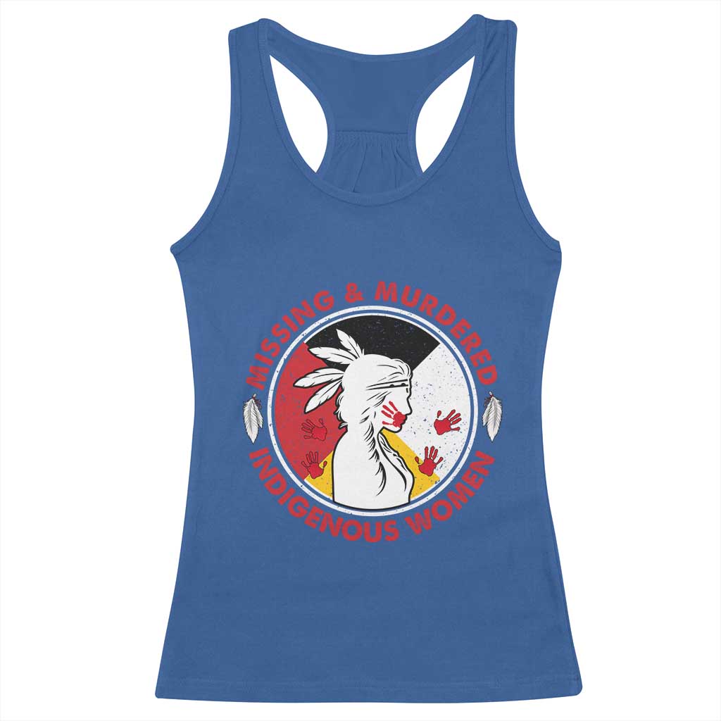 MMIW Missing and Murdered Indigenous Women Red Hand Racerback Tank Top TS14 Royal Blue Print Your Wear