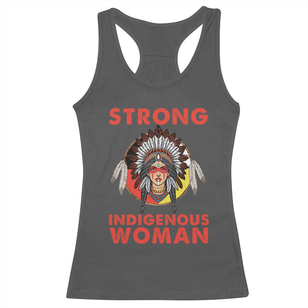 MMIW Native American Strong Indigenous Woman Racerback Tank Top TS14 Dark Heather Print Your Wear