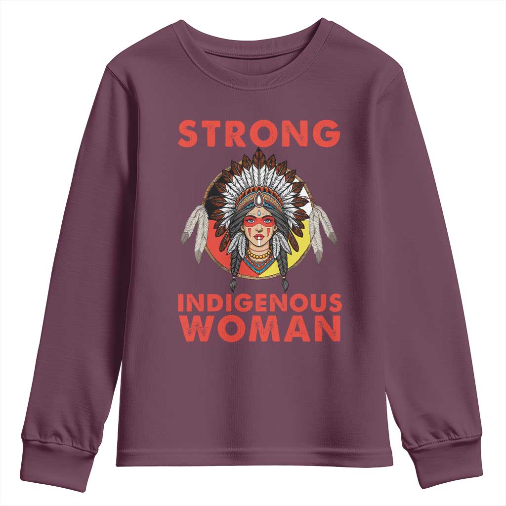 MMIW Native American Strong Indigenous Woman Youth Sweatshirt TS14 Maroon Print Your Wear
