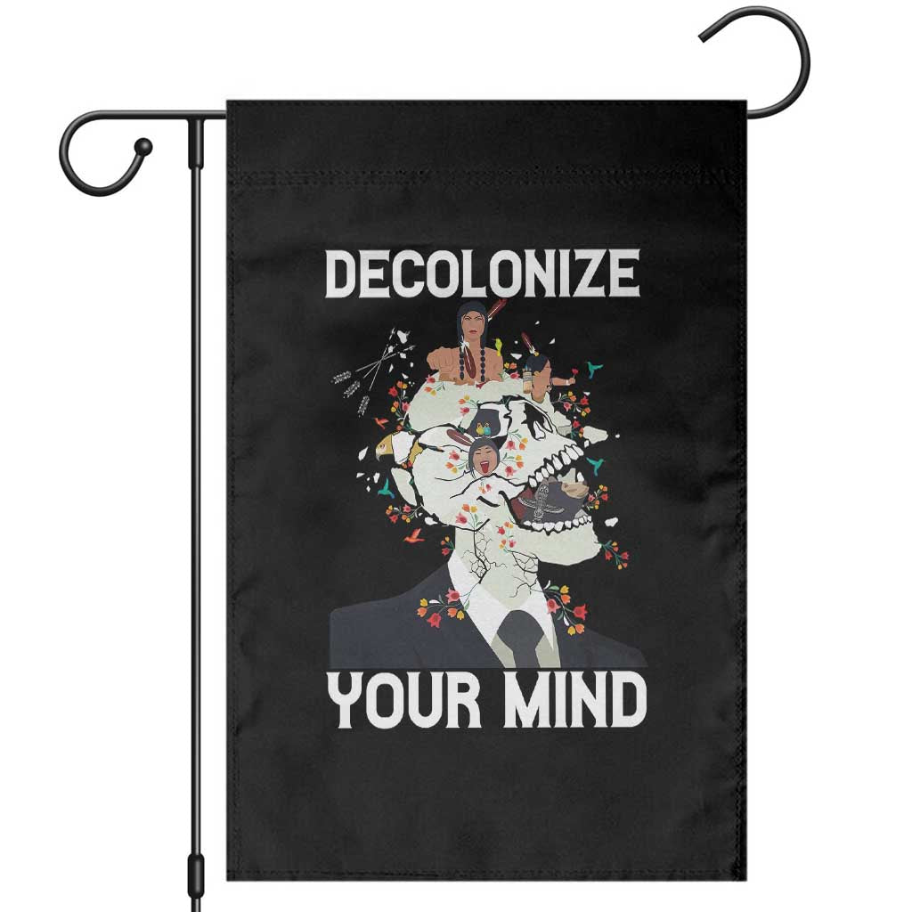 Indigenous People Native American Garden Flag Decolonize Your Mind TS14 Black Print Your Wear