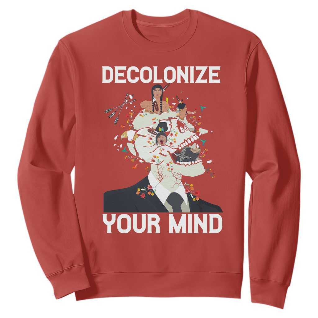 Indigenous People Native American Sweatshirt Decolonize Your Mind TS14 Red Print Your Wear