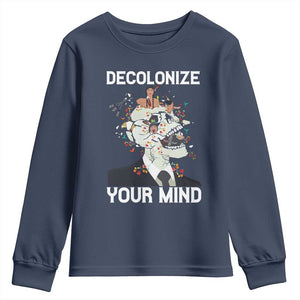 Indigenous People Native American Youth Sweatshirt Decolonize Your Mind TS14 Navy Print Your Wear