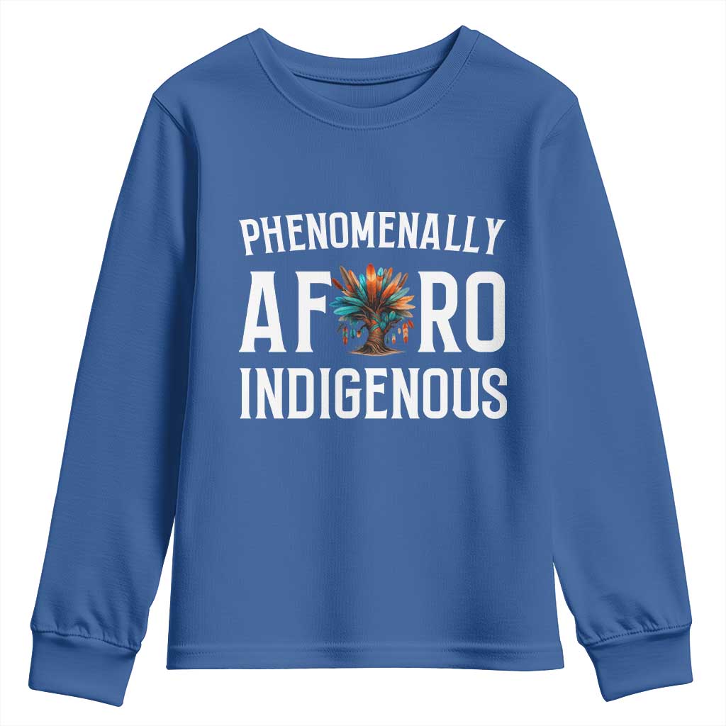 Afro Indigenous Native Pride Phenomenally Indigenous People Youth Sweatshirt TS14 Royal Blue Print Your Wear