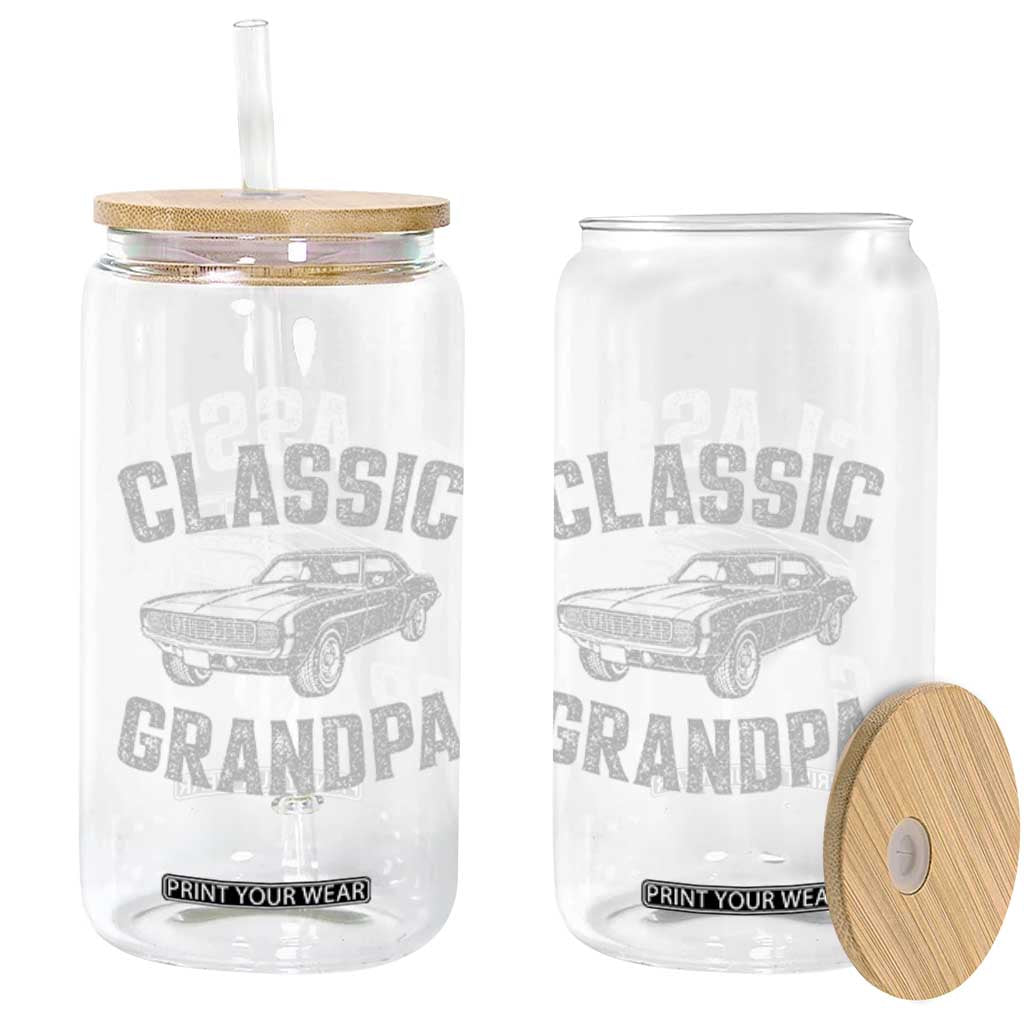 Grandpa Classic Muscle Car Lover Birthday Gift Glass Can