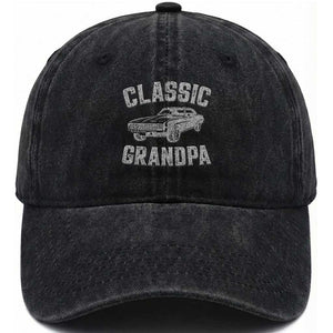 Grandpa Classic Muscle Car Lover Birthday Gift Washed Cotton Baseball Cap