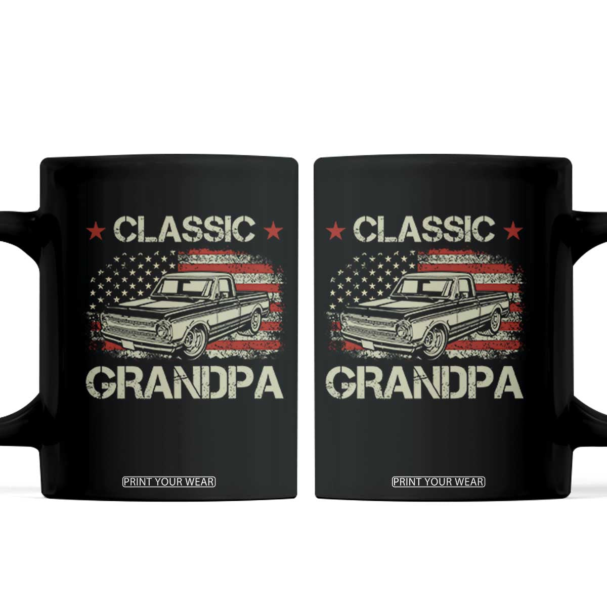 Grandpa Classic Pickup Truck Patriotic American Flag 4th of July Coffee Mug