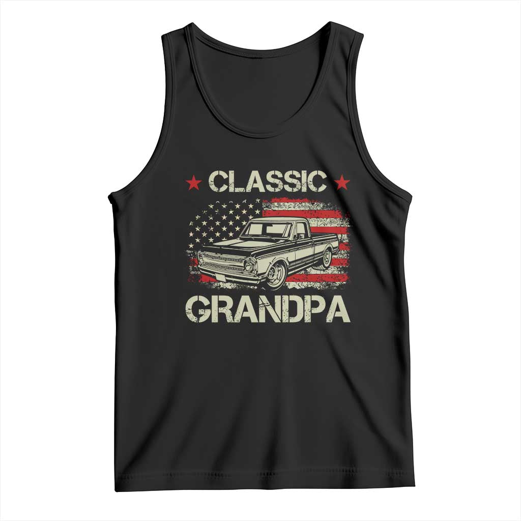Grandpa Classic Pickup Truck Patriotic American Flag 4th of July Tank Top