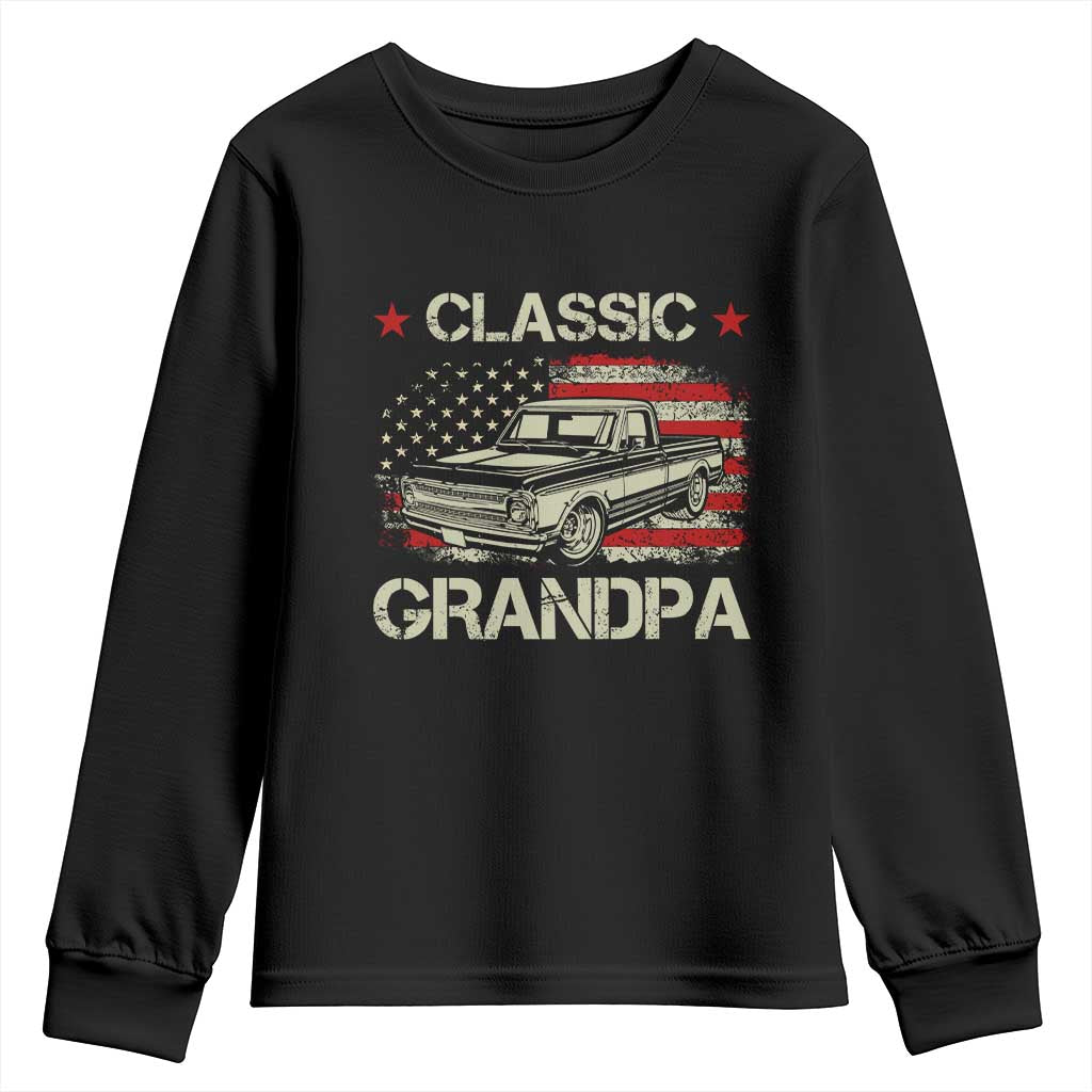 Grandpa Classic Pickup Truck Patriotic American Flag 4th of July Youth Sweatshirt