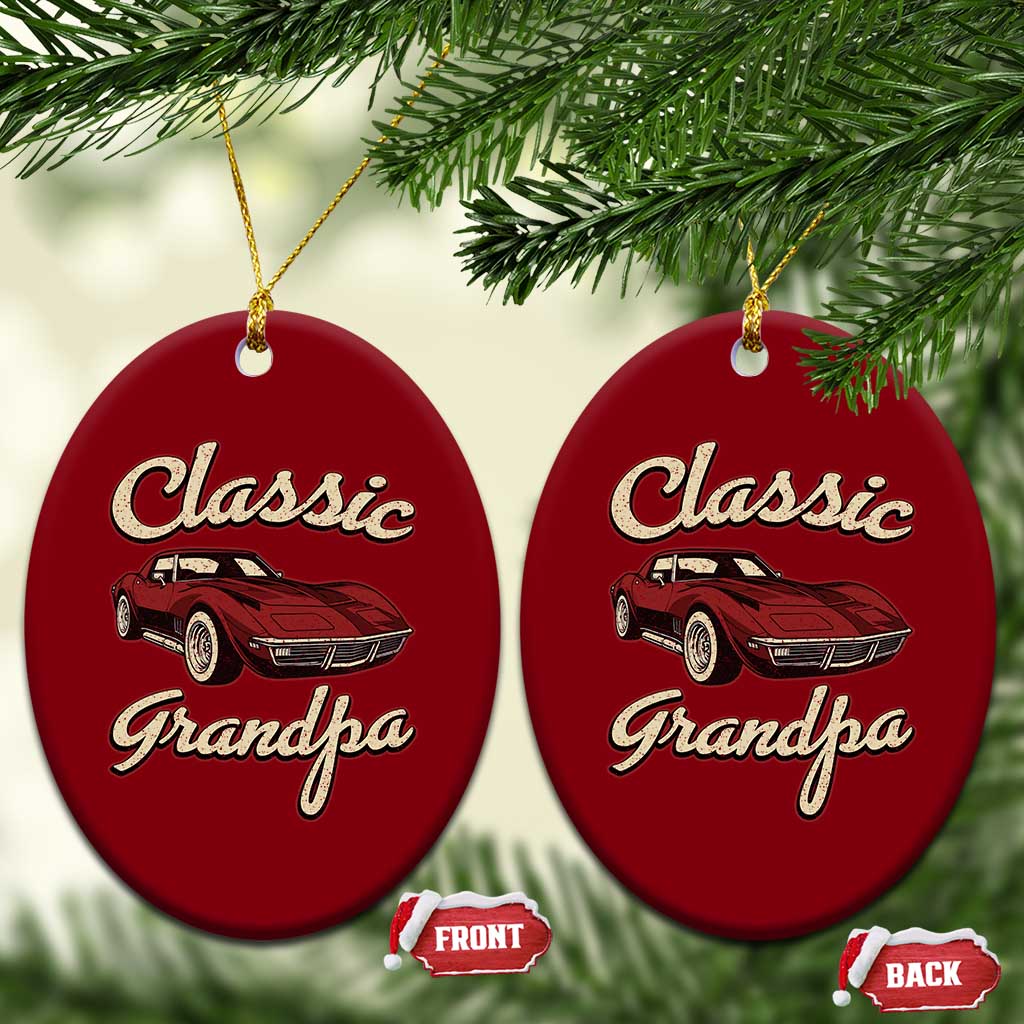 Grandpa Classic Stingray Sports Car Lover Ceramic Ornament