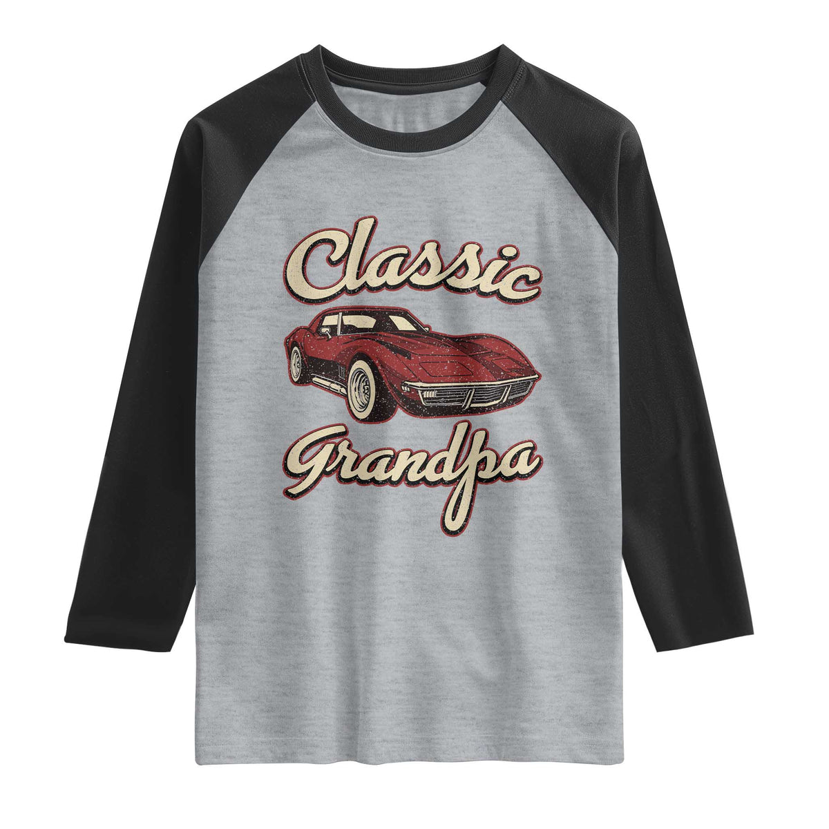 Grandpa Classic Stingray Sports Car Lover Raglan Shirt