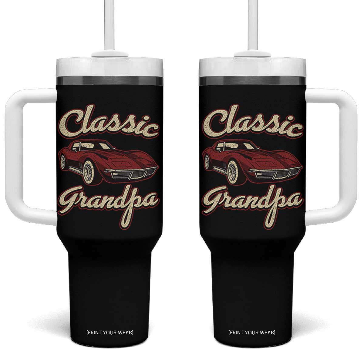 Grandpa Classic Stingray Sports Car Lover Tumbler With Handle