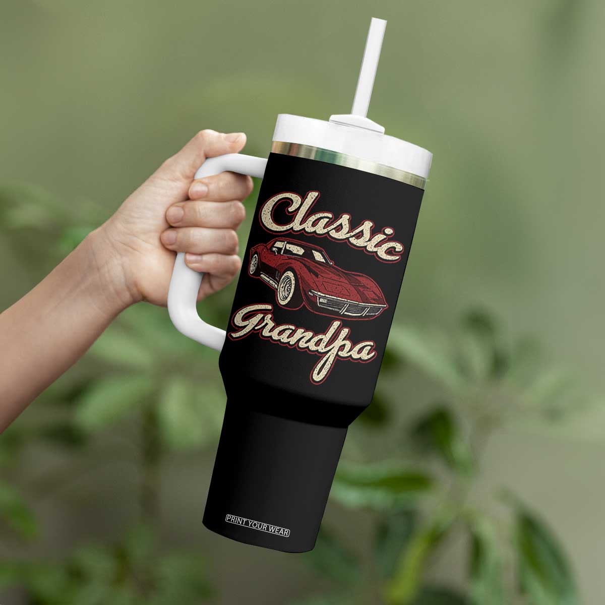 Grandpa Classic Stingray Sports Car Lover Tumbler With Handle