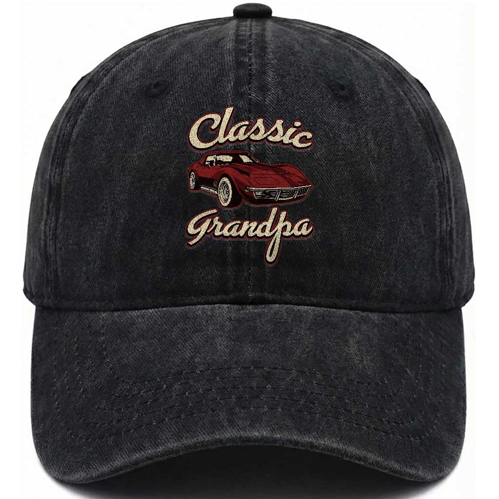 Grandpa Classic Stingray Sports Car Lover Washed Cotton Baseball Cap