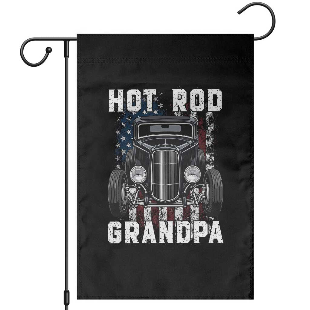 Hot Rod Grandpa Garden Flag Vintage 1932 Classic Hot Rod Coupe American Flag