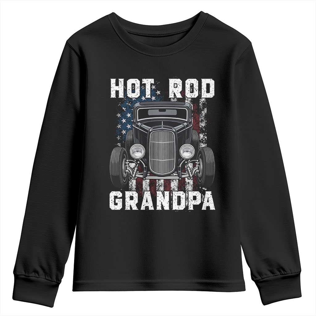 Hot Rod Grandpa Youth Sweatshirt Vintage 1932 Classic Hot Rod Coupe American Flag