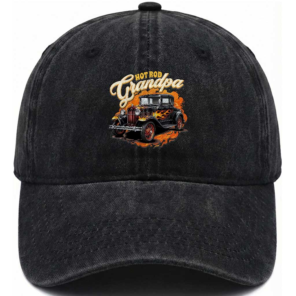 Hot Rod Grandpa Washed Cotton Baseball Cap Vintage 1930 Classic Hot Rod