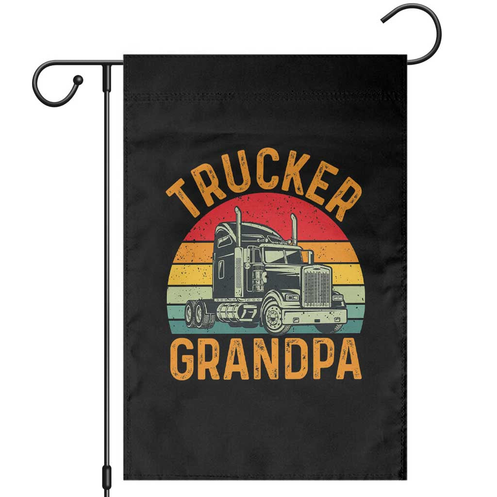 Trucker Grandpa Retro Class 8 Semi Truck Garden Flag