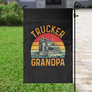 Trucker Grandpa Retro Class 8 Semi Truck Garden Flag