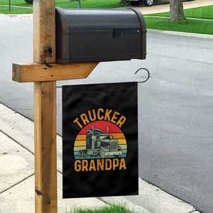 Trucker Grandpa Retro Class 8 Semi Truck Garden Flag