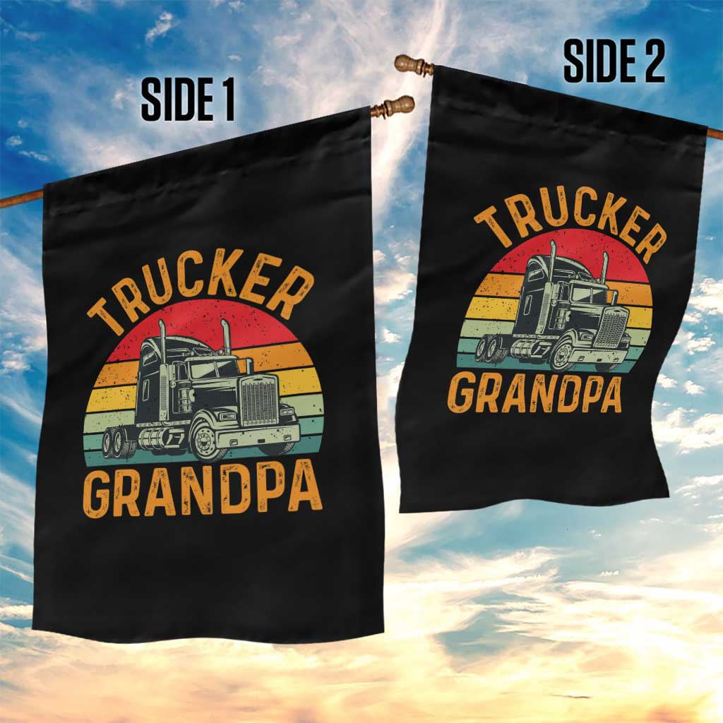 Trucker Grandpa Retro Class 8 Semi Truck Garden Flag