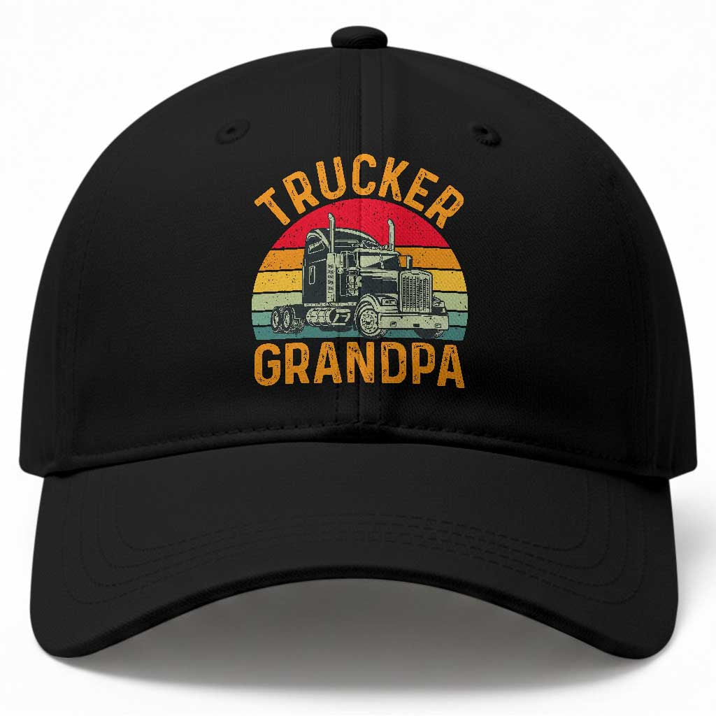 Trucker Grandpa Retro Class 8 Semi Truck Baseball Cap