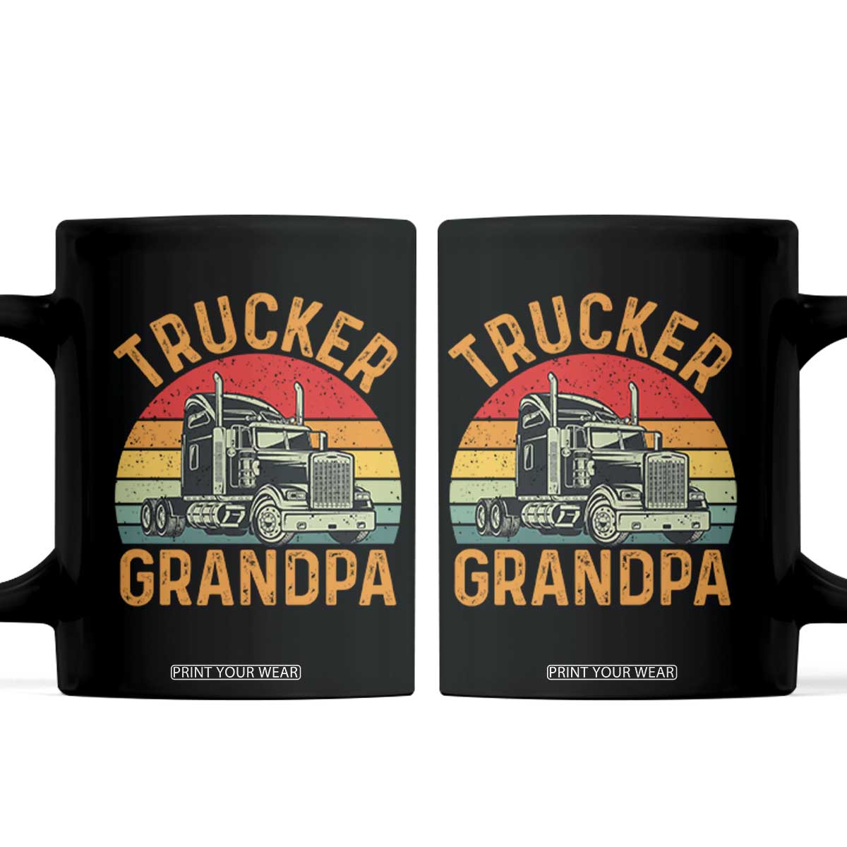 Trucker Grandpa Retro Class 8 Semi Truck Coffee Mug