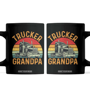 Trucker Grandpa Retro Class 8 Semi Truck Coffee Mug