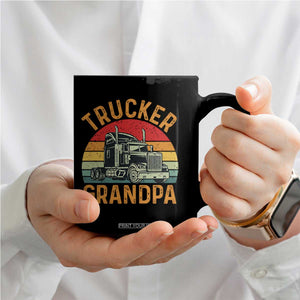 Trucker Grandpa Retro Class 8 Semi Truck Coffee Mug