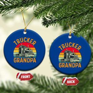 Trucker Grandpa Retro Class 8 Semi Truck Ceramic Ornament