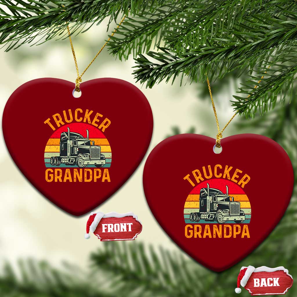 Trucker Grandpa Retro Class 8 Semi Truck Ceramic Ornament
