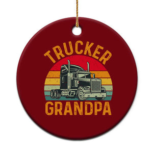 Trucker Grandpa Retro Class 8 Semi Truck Ceramic Ornament