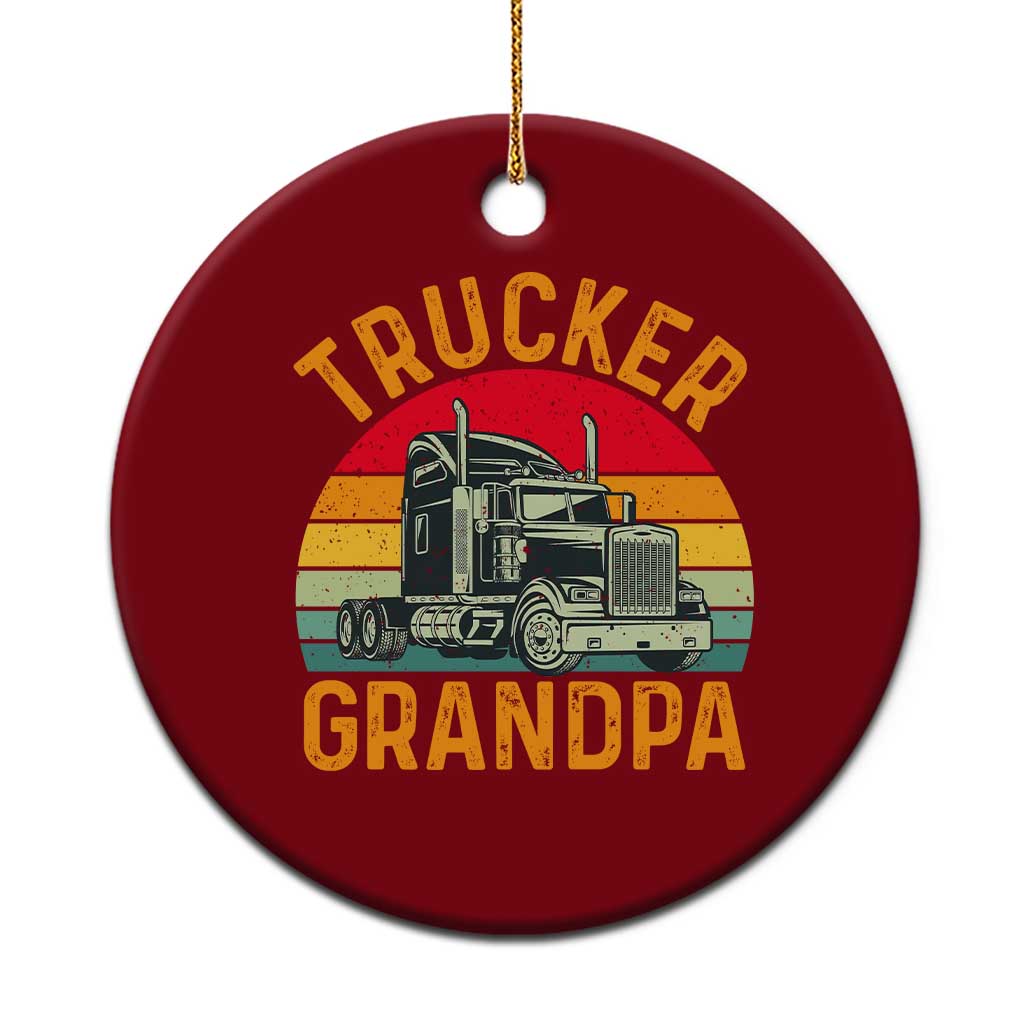 Trucker Grandpa Retro Class 8 Semi Truck Ceramic Ornament