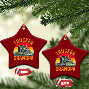 Trucker Grandpa Retro Class 8 Semi Truck Ceramic Ornament