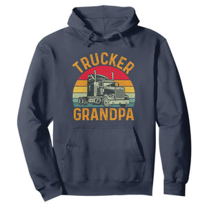Trucker Grandpa Retro Class 8 Semi Truck Hoodie