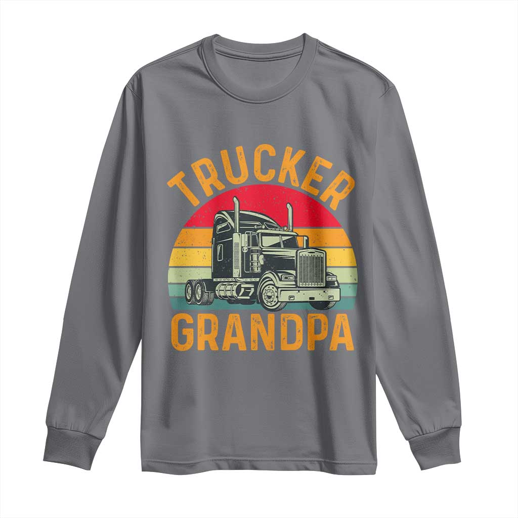 Trucker Grandpa Retro Class 8 Semi Truck Long Sleeve Shirt