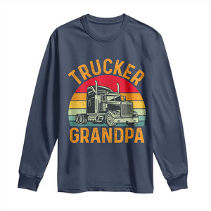 Trucker Grandpa Retro Class 8 Semi Truck Long Sleeve Shirt