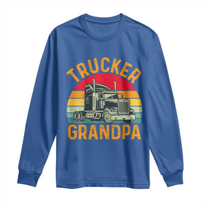 Trucker Grandpa Retro Class 8 Semi Truck Long Sleeve Shirt