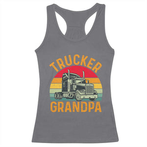 Trucker Grandpa Retro Class 8 Semi Truck Racerback Tank Top