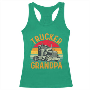 Trucker Grandpa Retro Class 8 Semi Truck Racerback Tank Top